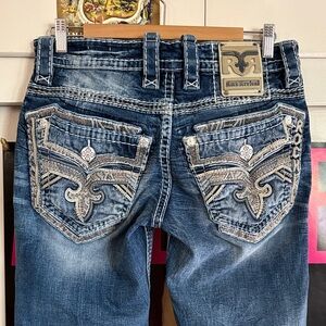 Y2K Rock Revival Dimitri Low-Rise Embroidered Back Pocket Jeans
